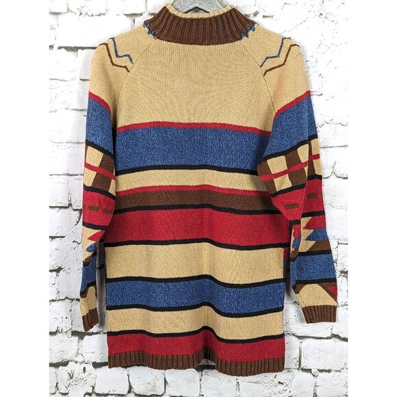 VTG LIZ CLAIBORNE Coastal Beaded South Western Alpine Colorblock Sweater Large - Picture 5 of 6